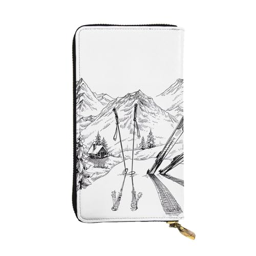 Portefeuille cuir ski imperméable, porte-monnaie long haut de gamme pour voyage et bureau noir