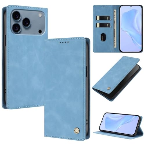 Étui pour iPhone 14 Pro Max bleu clair protection intégrale clapet aimanté