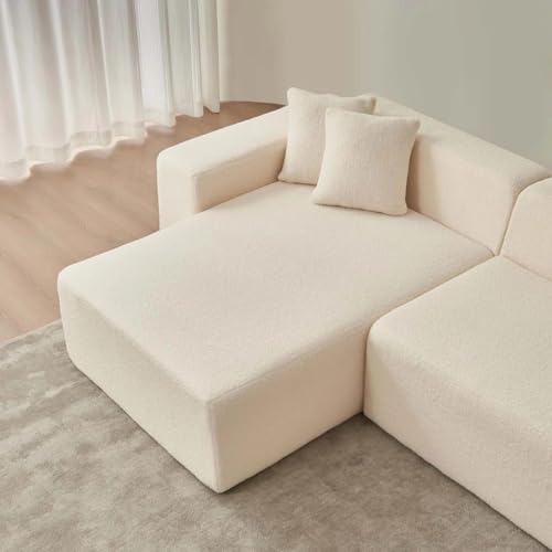 Image of Modern Classic L Shape Sectional Sofa Set, Chesterfield Style 4 Seater Sofa Set with Pillows for Living Room, Bedroom and Office and Hallway Colour (Beige L-S)