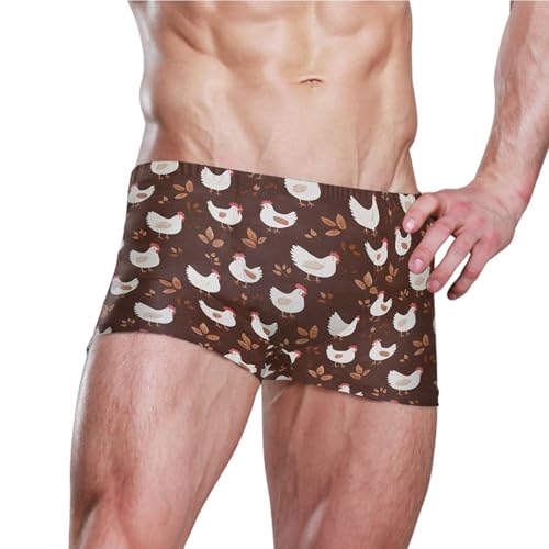 Cute Cock Rooster Mens Swim Trunk Swimwear Bathing Suit Swim Brief Square Leg Board Short S B04040663