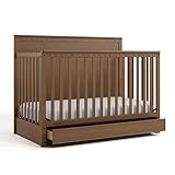 Graco Sasha 5-in-1 Convertible Crib with Drawer (Hazelnut) – GREENGUARD Gold Certified Wood Crib, Converts to Toddler Bed, Daybed, Full-Size Bed, Stylish Classic Design