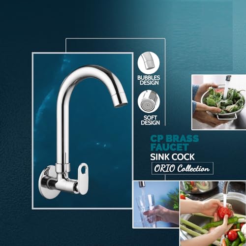 Image of CLINTON Kitchen Sink Cock with 360 Degree Swivel Spout | Kitchen Sink Tap | Kitchen Faucet | Tap for Kitchen Sink (Orio)