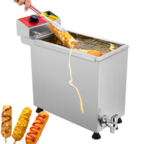 Glowdora Macchina per Hot Dog al Formaggio Friggitrice Elettrica 25l, 3kw Temperatura Regolabile 50-200°C, Acciaio Inossidabile, per Locali E Food Truck