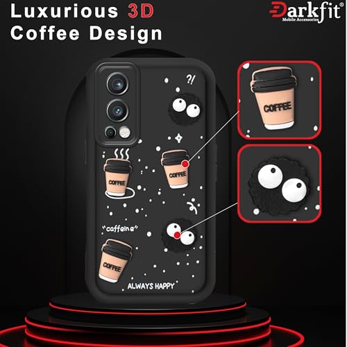 Image of Back Case Cover Compatible with OnePlus Nord 2 5G | Cute Fun Cartoon Ball 3D Coffee Silicone Case | Body Protection | Camera Protection | Shock Proof | Color Black | Pack of 1