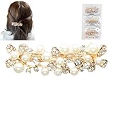 【特別な日にぴったりのパールバレッタ】 バレッタ パール 結婚式 髪飾り お呼ばれ ヘアアクセサリー 【coco plazaオリジナルパッケージ】 (clover)