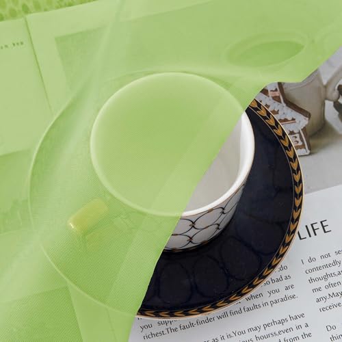 Image of Simplebrand Lime Short Sheer Curtains 45 Inch Length for Small Windows, Rod Pocket 2 Panels Set Solid Voile Drapes Window Sheer Curtains for Bedroom Bathroom Kids Room Kitchen, 42x45 Inch, Lime