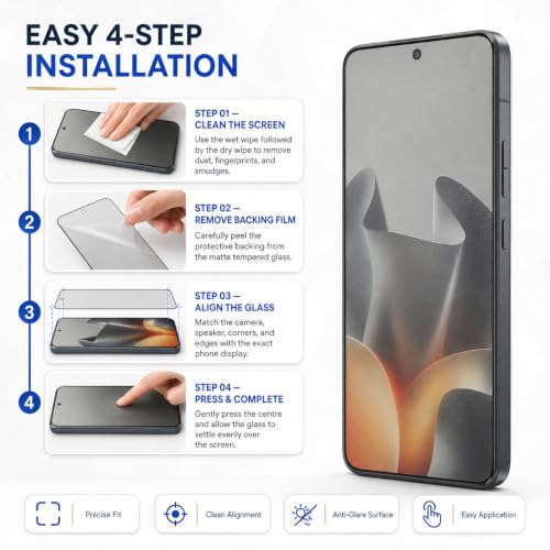 Image of FIRST MART Matte Anti-Glare Tempered Glass for Motorola Edge 70 Max With Installation Kit | Military-Grade Gaming Screen Protector & Cable Guard | Edge to Edge Coverage | Black