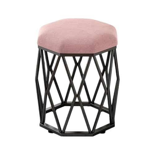 XOZIFY メイクアップチェア ドレッシングスツール ドレッサーチェア 化粧椅子 化粧台スツール イス(リビングルーム ベッドルーム 鏡台用)北欧 モダン プリンセスメイク シンプル クリエイティブ アイアン (ピンク,黒い棚)