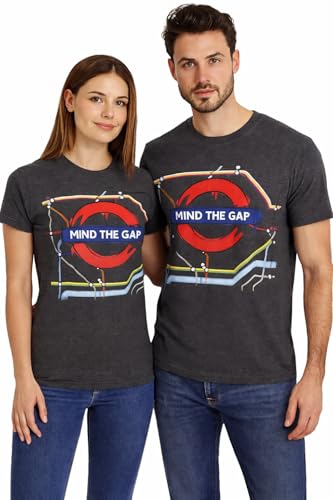 Image of Licensed TFL103C Unisex Artistic Mind The Gap T Shirt Charcoal – Official London Underground Tee | Soft 180 GSM Jersey | Sizes XS–2XL (2XL)