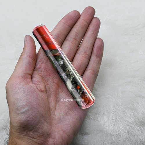Image of African Bloodstone Crystal Wand - Smooth Crystal Wand for Energy Healing, Chakra Balancing, Meditation and Home Decor - Crystals and Healing Stones for Gift