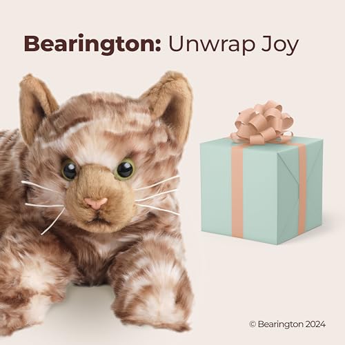 Image of Bearington Louie the Realistic Cat Stuffed Animal - 15 inch Brown Tabby Cat Plush Toy with Soft Plush Fur - Adorable Lifelike Design Plush Kitty for Kids, Collectors, and Feline Lovers