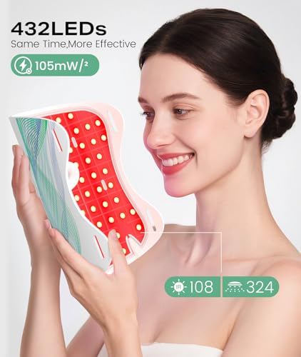 5色LEDフェイシャルマスク、432個のLEDスキングローデバイス、家庭でのフェイシャルケア&リラクゼーションのための充電式シリコンマスク