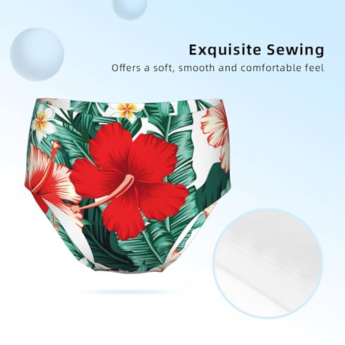 Exotic Tropical Palm Leaves And Hibiscus Girls' Underwear Soft Cotton Little Girls Panties Comfort Briefs3