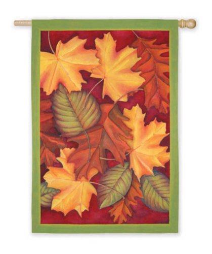 Drapeau de jardin automne petite taille déco extérieure résistante avec motifs feuilles