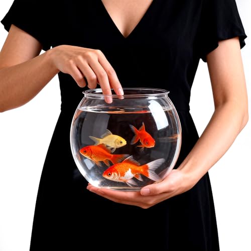 Image of Geelin 0.8 Gallon Plastic Fish Tank Large Bowl Shatterproof with Crystal Clear Clarity for Terrarium, Flower Vase Centerpiece Gift for Fish Lovers (Round)