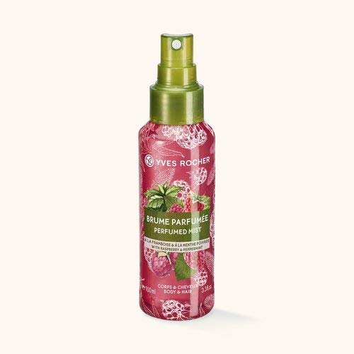 Yves Rocher LES PLAISIRS NATURE Duftspray Himbeere-Pfefferminze, Erfrischungsspray für Körper & Haare, 1 x Pump-Flacon 100 ml Cover