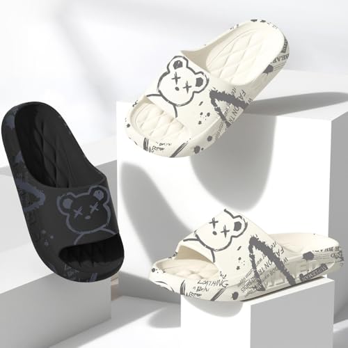 Premium Comfort Bear Print Extra Soft Slides Non Slip Flat Sandals Summer Slippers For Women Indoor Outdoor Footwear3