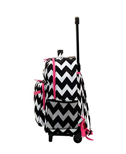 Image of Rockland Double Handle 17 inch Rolling Backpack, Pink Chevron