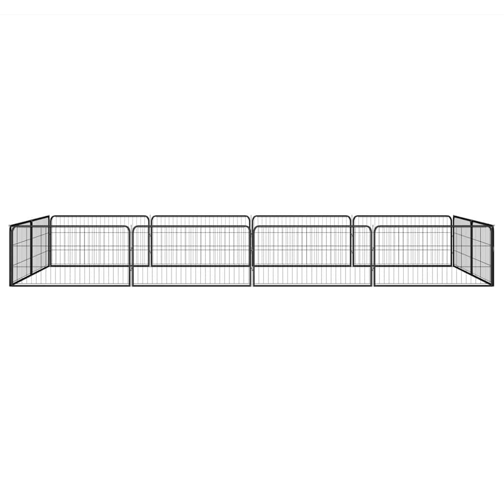 12-TLG. Hundelaufstall Schwarz 100x50cm Stahl Pulverbeschichtet