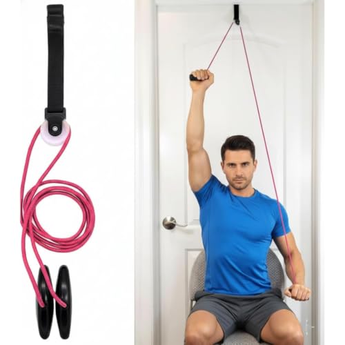 Image of AARAM Shoulder Pulley for Exercise with Rope & Door Strap | Physiotherapy Pulley - Frozen Shoulder, Rotator Cuff, Arm & Back Workout | Smooth Action Pulley Set | Home Physiotherapy Equipment India