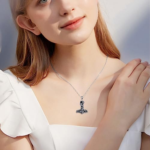 Thor Hammer Necklace 925 Sterling Silver Mjolnir Tree of Life Pendant Necklace Viking Vegvisir Jewelry for Women wife Mom2