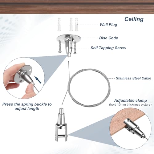 Cable de suspensión de acero inoxidable ajustable uxcell para colgar carteles y luces LED 4