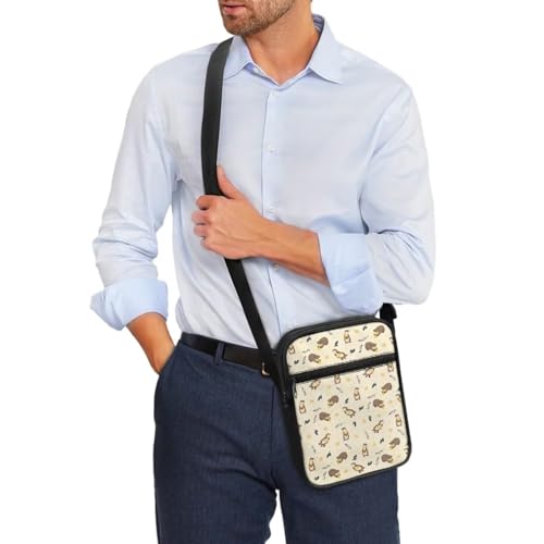 Otter Print Small Crossbody Bags Wear-Resistant Shoulder Sling Bag for Women Men with Pockets3