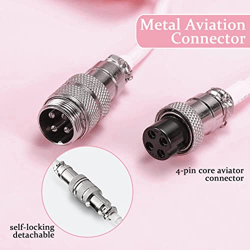 MAMBASNAKE C01 Opgerolde Toetsenbord Kabel, Pro Custom USB-C Aviator Cable voor Mechanisch Toetsenbord, Type-C to USB-A, TPU Coiled Cable met Metalen Luchtvaart Connector voor Gaming Keyboard-Roze - Afbeelding 5