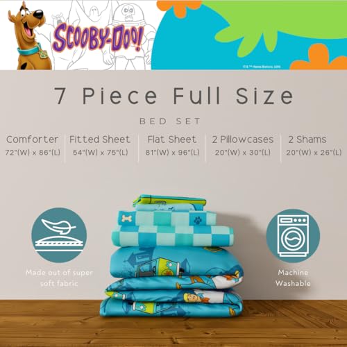 Image of Franco Scooby Doo Scoobtober Bedding 7 Piece Super Soft Reversible Comforter and Sheet Set with Sham, Full, (Officially Licensed Product)