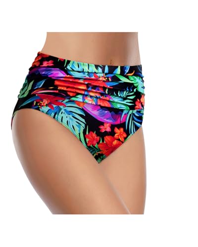 Image of Tempt Me Women's High Waisted Bikini Bottom Tummy Control Ruched Bathing Suit Swim Bottom