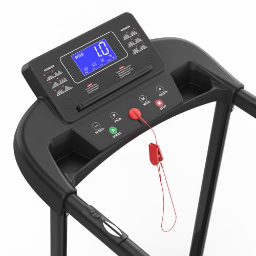 Walking Pad Laufband für Senioren mit Langen Handläufen, klappbar, 135 kg Belastbarkeit, großes LED-Display, extra breite Lauffläche, APP, Fitnessgerät für Zuhause