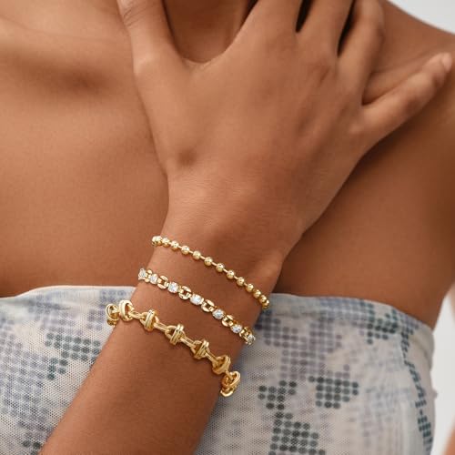 Image of MEVECCO Bracelet for Women 14K Gold Plated Dainty Chain Simple Jewelry Cute Handmade Minimalist for Her