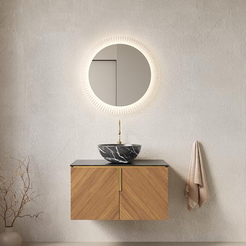 Lavabo de baño de 76 cm con encimera de piedra sinterizada resistente 2