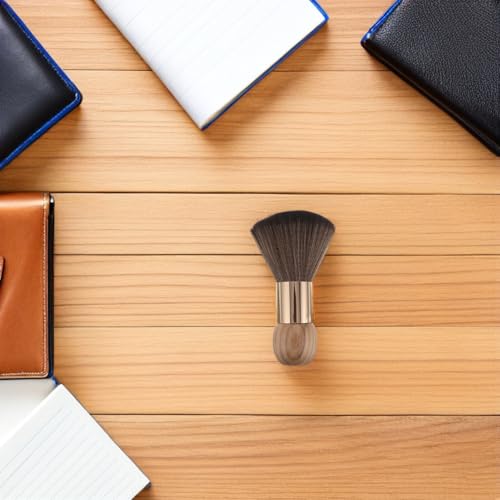 Plumero de barbería con mango de madera y cerdas suaves para limpieza de cuello 7