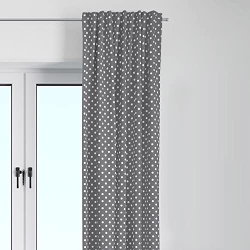 Bacati - Single Light Filtering Curtain Panel Pin Dots Grey