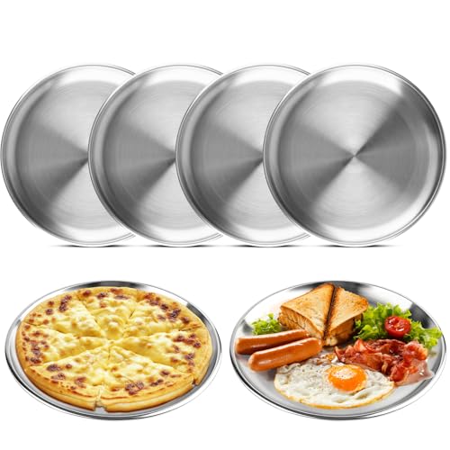 MOKIDO 6 Stück Edelstahl Teller Ø 20cm, Edelstahl Platten, 304 Metall...