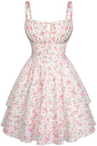 Scarlet Darkness Floral Mini Corset Dress for Women Teen 2026 Sum...