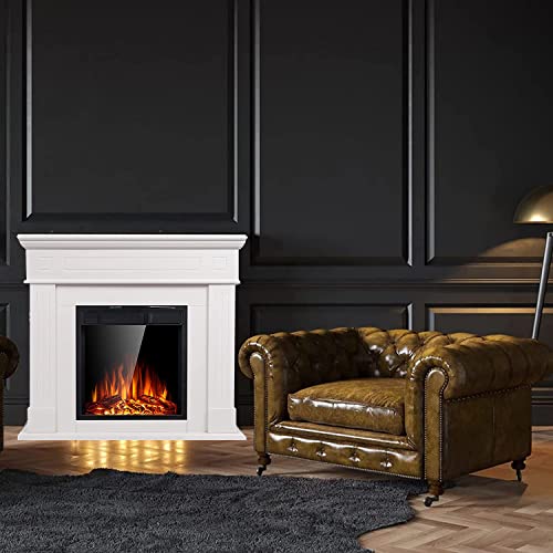 Antarctic Star Wood Electric Fireplace With Mantle, Removable Freestanding Insert Heater For Living Room, Remote Control 750/1500W Etl, Ivory White #TOP6