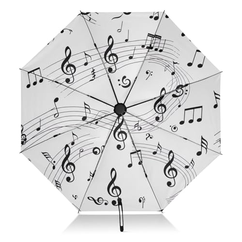 Parapluie pour femmes et hommes GAIREG motif notes de musique, le cadeau portable utile et élégant