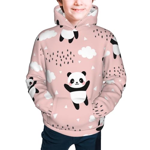 Panda Flying in the Sky Kid Hoodies Boys Sweatshirts Girls Pullover with Pocket3
