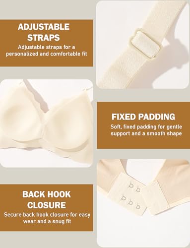 FEOYA Womens Girls Seamless Bras Wireless Bras Lightly Padded Adjustable Straps Breathable4