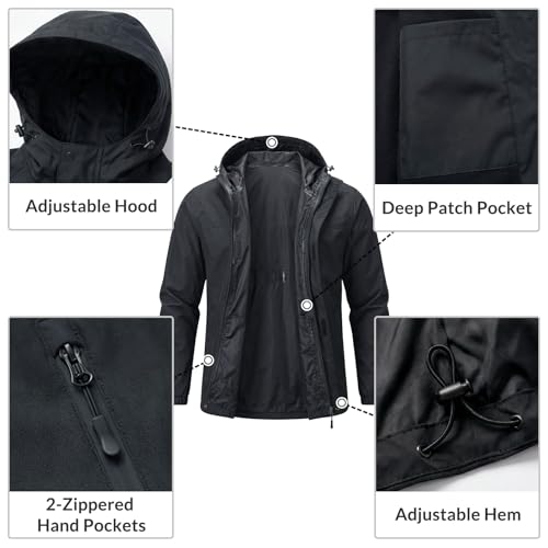 Image of LOOGU Rain Jacket for Men, Packable Waterproof Rain Shell Lightweight, S-3XL for Hiking Fishing Camping