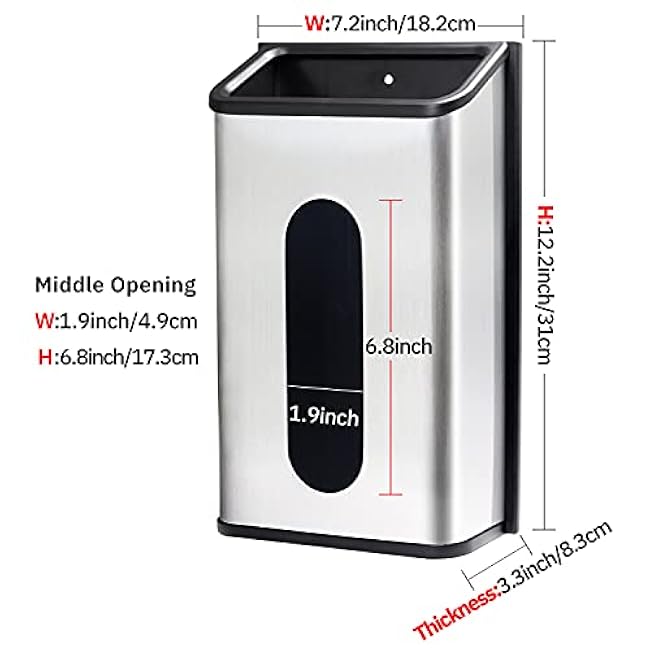 Wall Mount Grocery Plastic Bag Holder and Dispenser for Bags,LINAN Stainless Steel Saver, Anti-Fingerprints, Silver, Brushed Stainless Steel