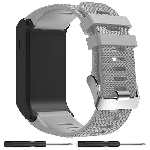 Replacement Band for Garmin Vivoactive HR GPS Smart Watch, Silicone Replacement Fitness Bands Wristbands with Metal Clasps for Garmin vivoactive HR GPS Smart Watch (Gray)