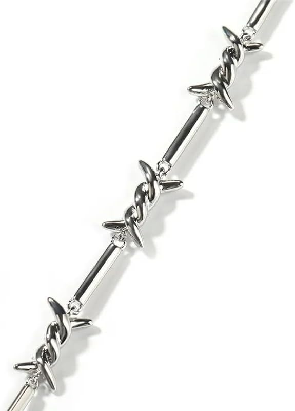 925 Sterling Silver Heart Barbed Wire Necklace For Men and Women - 14K Yellow Gold Barbwire Little Thorns Chain Choker Jewelry Gifts Barb Wine Necklace Gothic Punk Little Thorns Chain Choker - Image 6