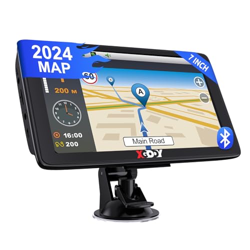 Xgody Bluetooth Sat Nav (7 inch), with Bluetooth Handsfree Calling, 2024 UK Europe Maps(Free Lifetime Updates), Sat Navs for Car Truck HGV Lorry Motorhome, Support Speed Camera Alerts & Voice Guidance