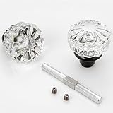 ToPToToo Glass Door Knobs Interior, Old Style Door Knob Replacement, Vintage Crystal Door Knobs, Antique Mortise Door Knobs, Matte Black Finish
