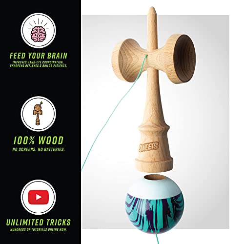 sweets kendamas grain split boost kendama improves hand eye coordination reflexes premium skill toy extra string accessory gift bundle laser tag