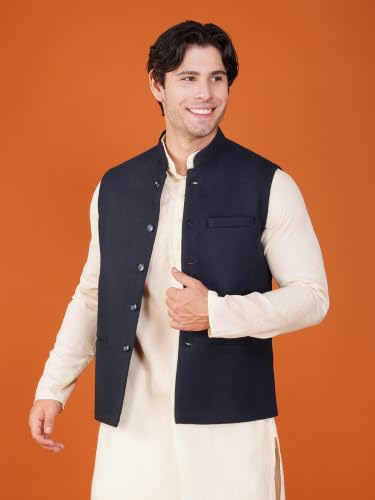 Image of Vastraa Fusion Men's Pure Wool Export-Quality Indian Traditional Nehru Jacket /Woolen Jacket For Men