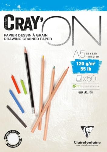 2 Blocs Papier Dessin Grain Clairefontaine A3 - 30 Feuilles 180g/m² Pour Crayon Et Fusain